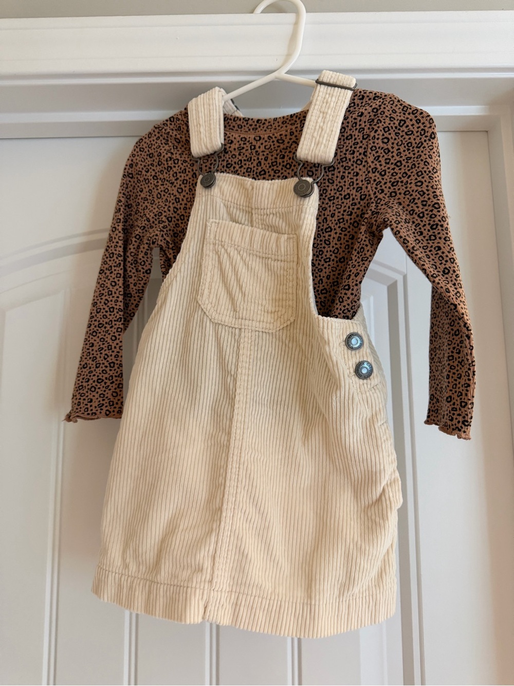 Cat & Jack Cream Corduroy Overall Dress with Adjustable Straps